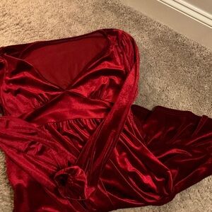 Elegant Red Velvet Mini Dress